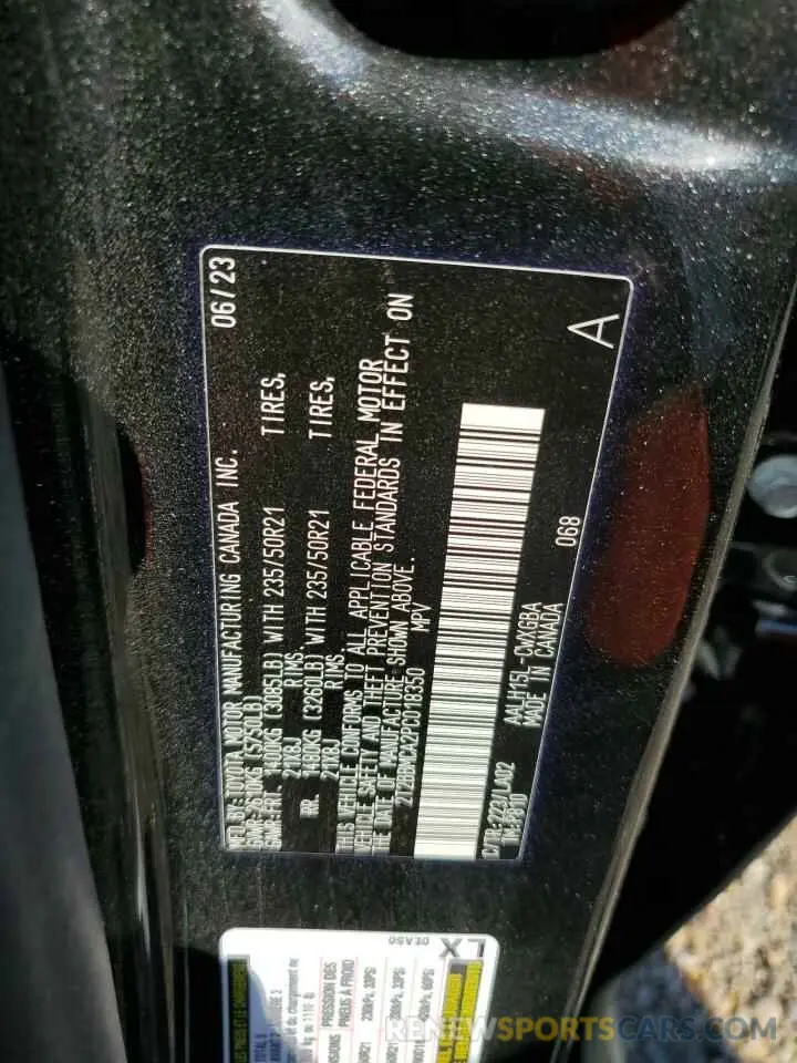 13 fotografías del automóvil dañado 2T2BBMCA2PC018350 LEXUS RX 350H BA 2023