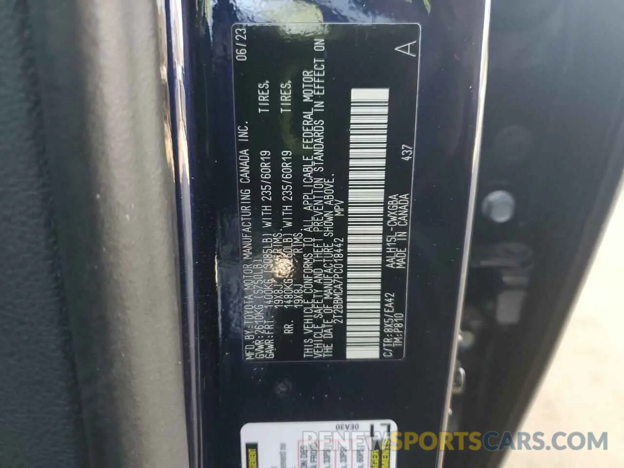 12 fotografías del automóvil dañado 2T2BBMCA7PC018442 LEXUS RX 350H BA 2023