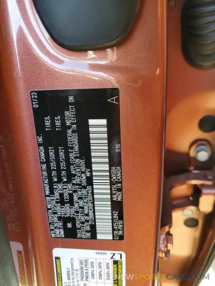 13 fotografías del automóvil dañado 2T2BBMCA9PC004400 LEXUS RX 350H BA 2023