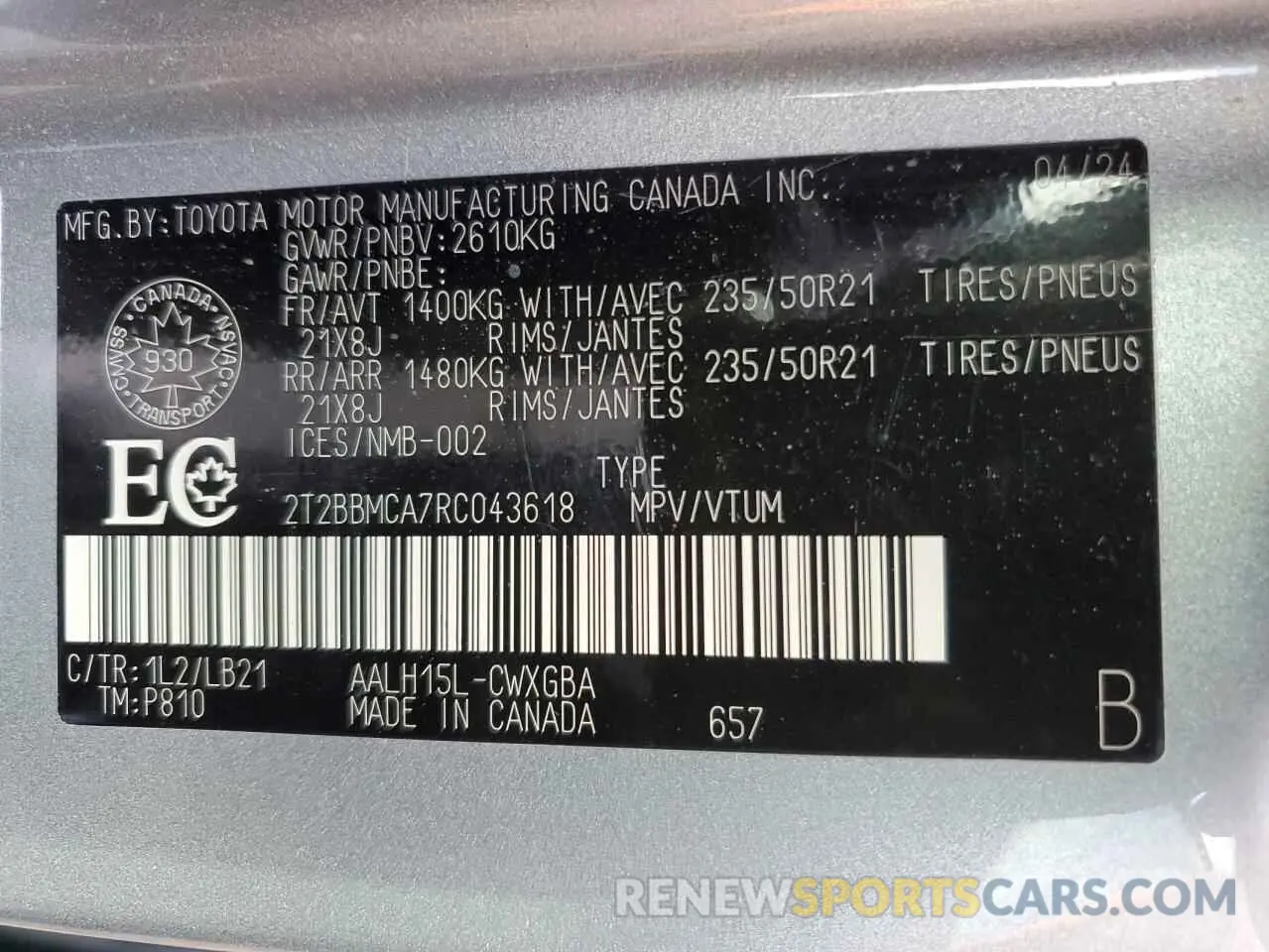 14 fotografías del automóvil dañado 2T2BBMCA7RC043618 LEXUS RX 350H BA 2024
