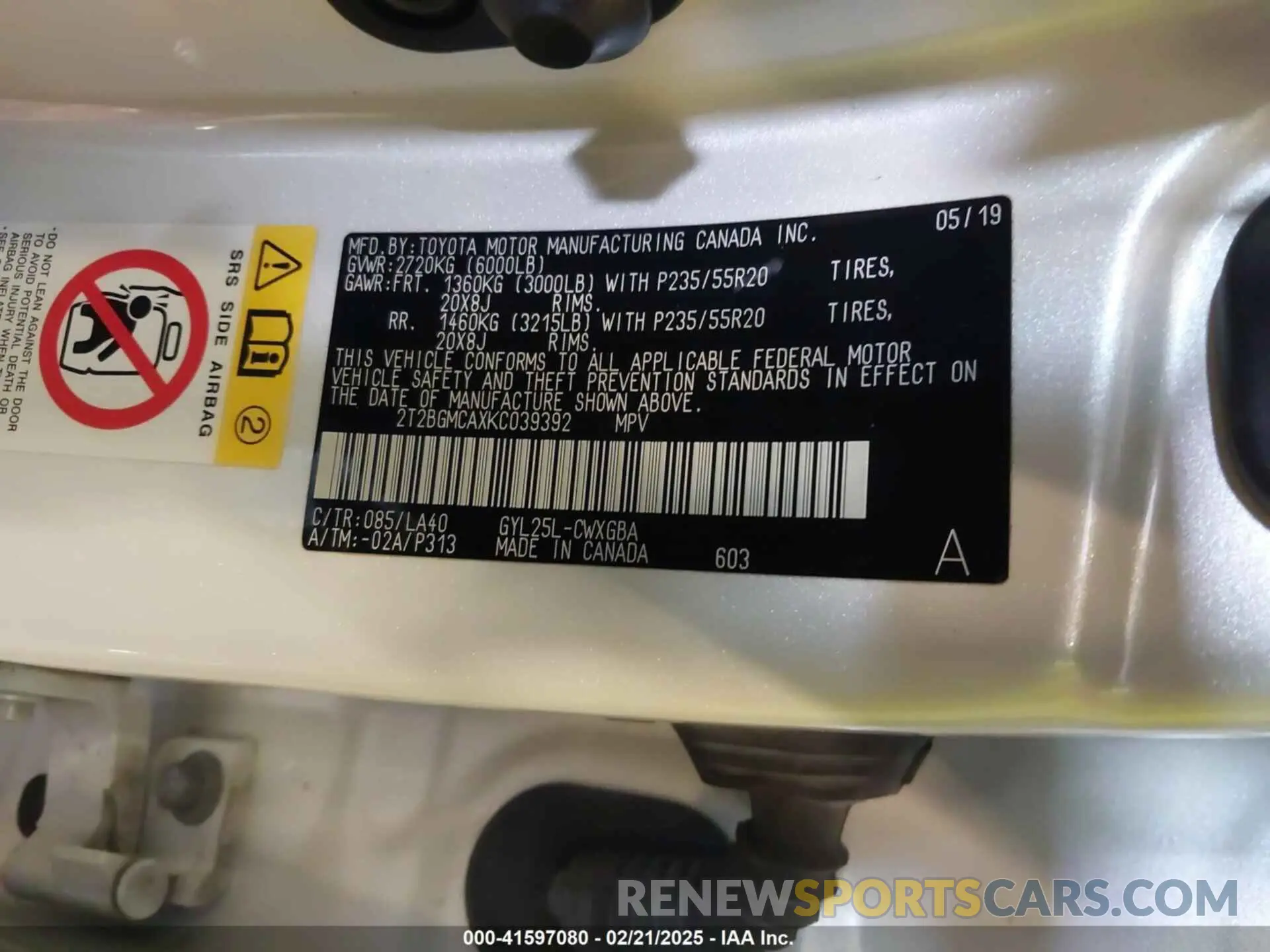 9 fotografías del automóvil dañado 2T2BGMCAXKC039392 LEXUS RX 450H 2019
