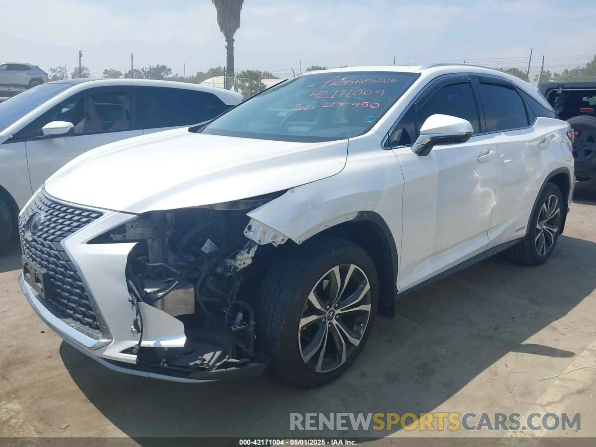 2 fotografías del automóvil dañado 2T2HGMDA4LC050687 LEXUS RX 450H 2020