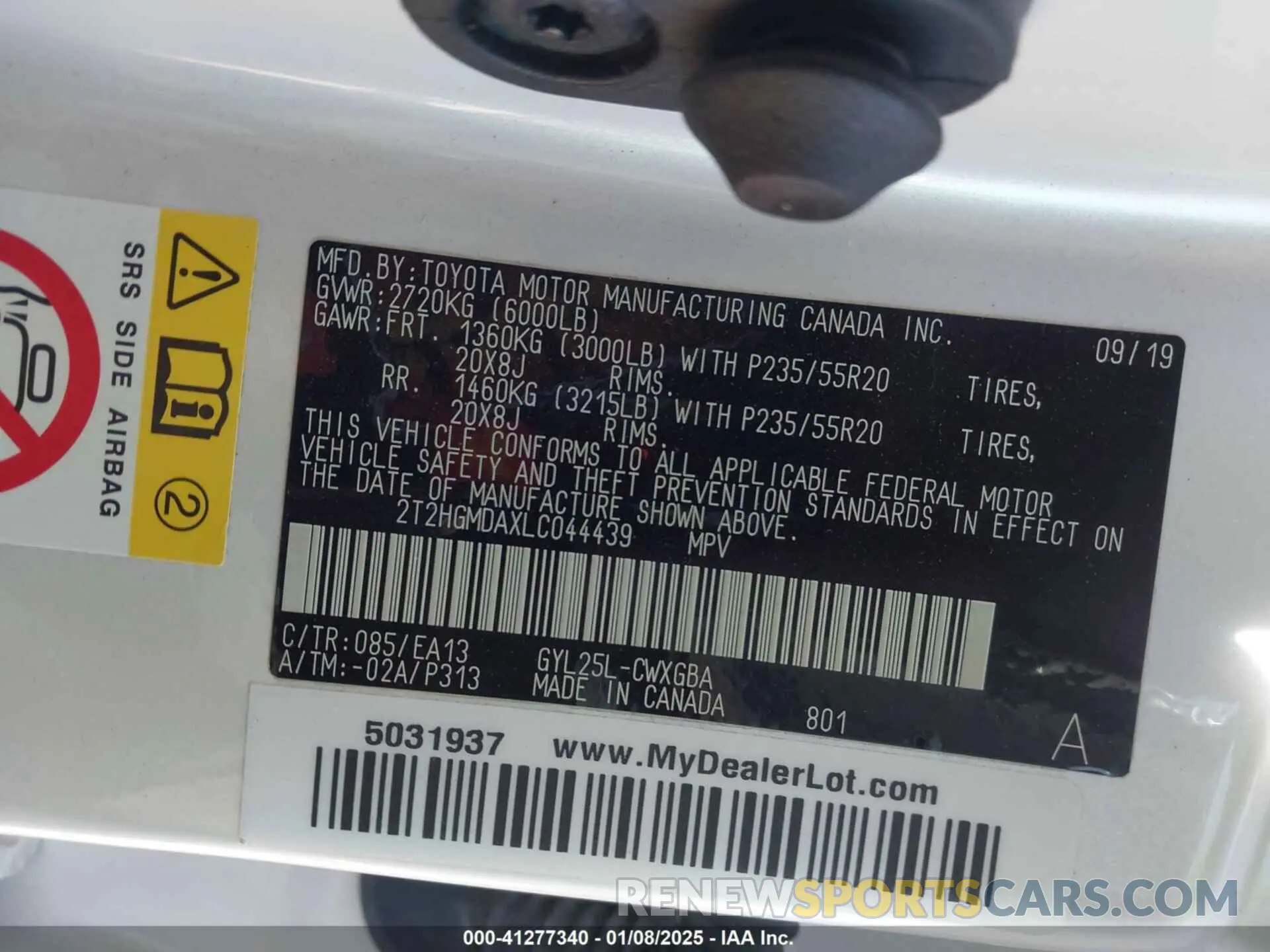 9 fotografías del automóvil dañado 2T2HGMDAXLC044439 LEXUS RX 450H 2020