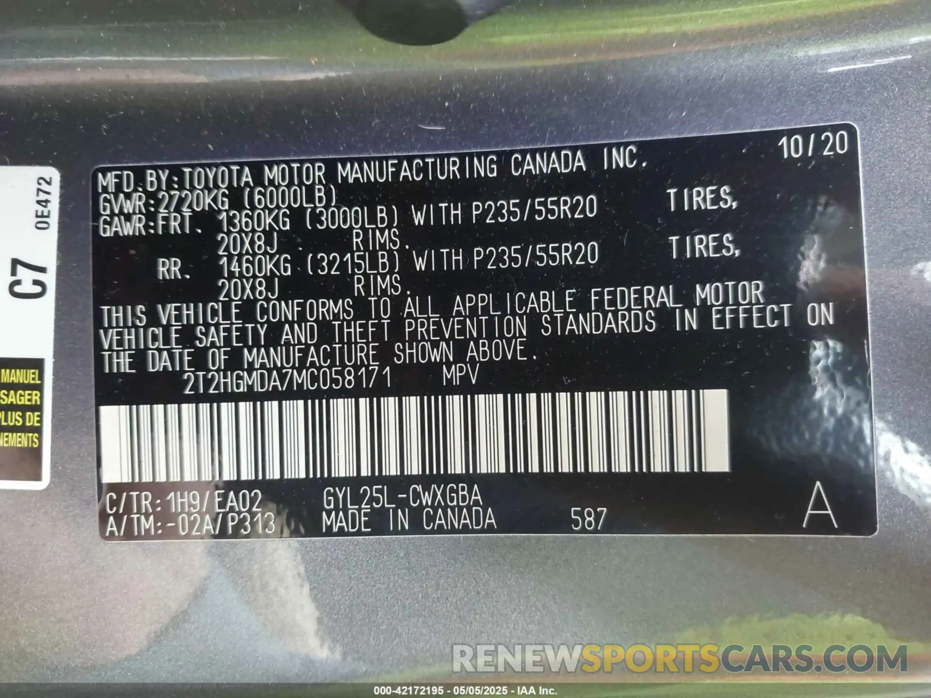 9 fotografías del automóvil dañado 2T2HGMDA7MC058171 LEXUS RX 450H 2021