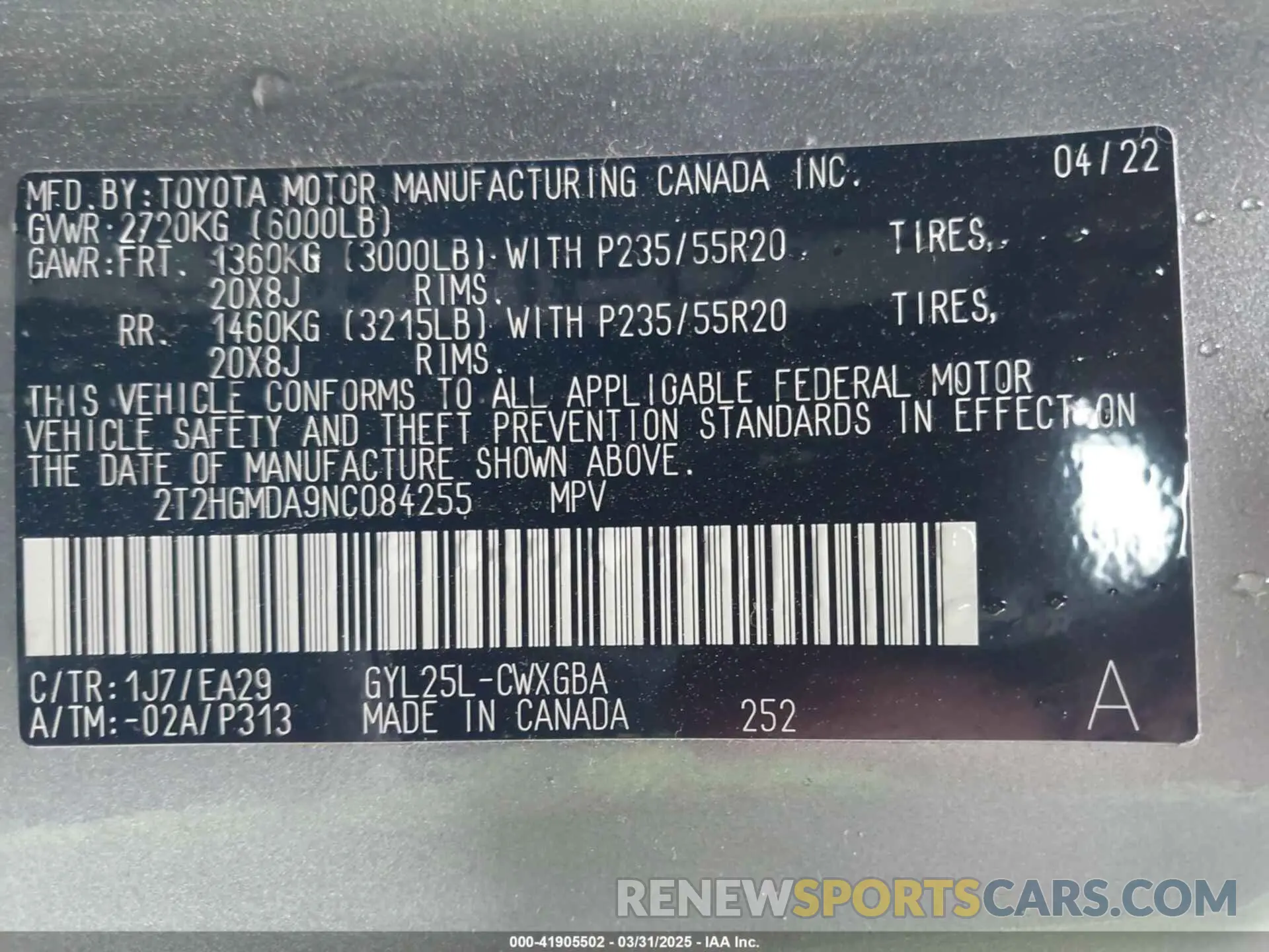 9 fotografías del automóvil dañado 2T2HGMDA9NC084255 LEXUS RX 450H 2022
