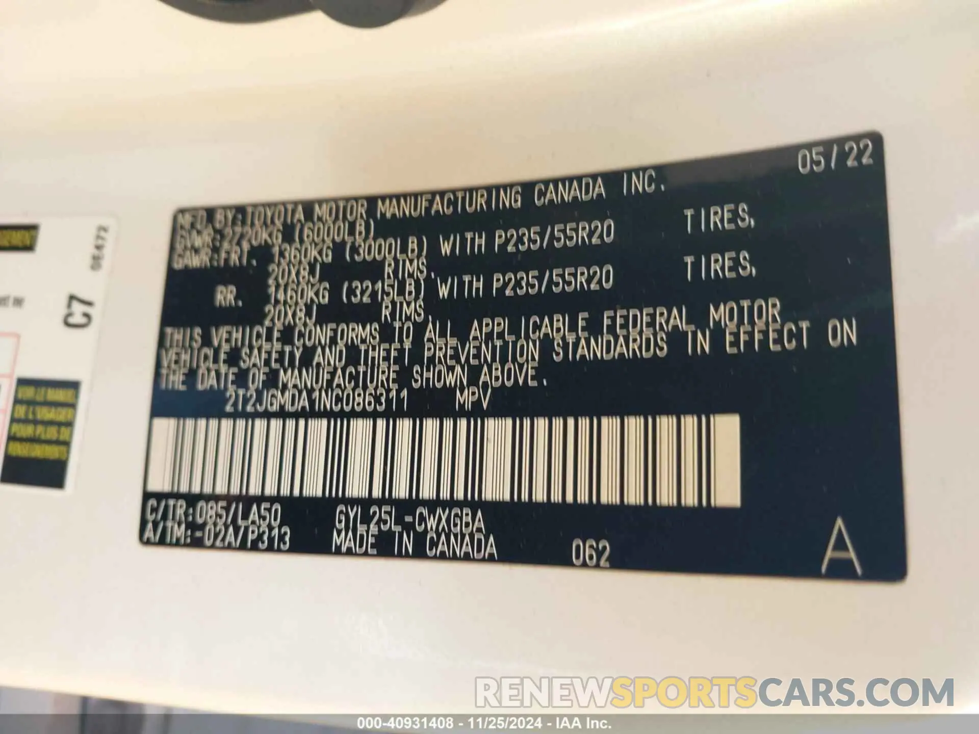 9 fotografías del automóvil dañado 2T2JGMDA1NC086311 LEXUS RX 450H 2022