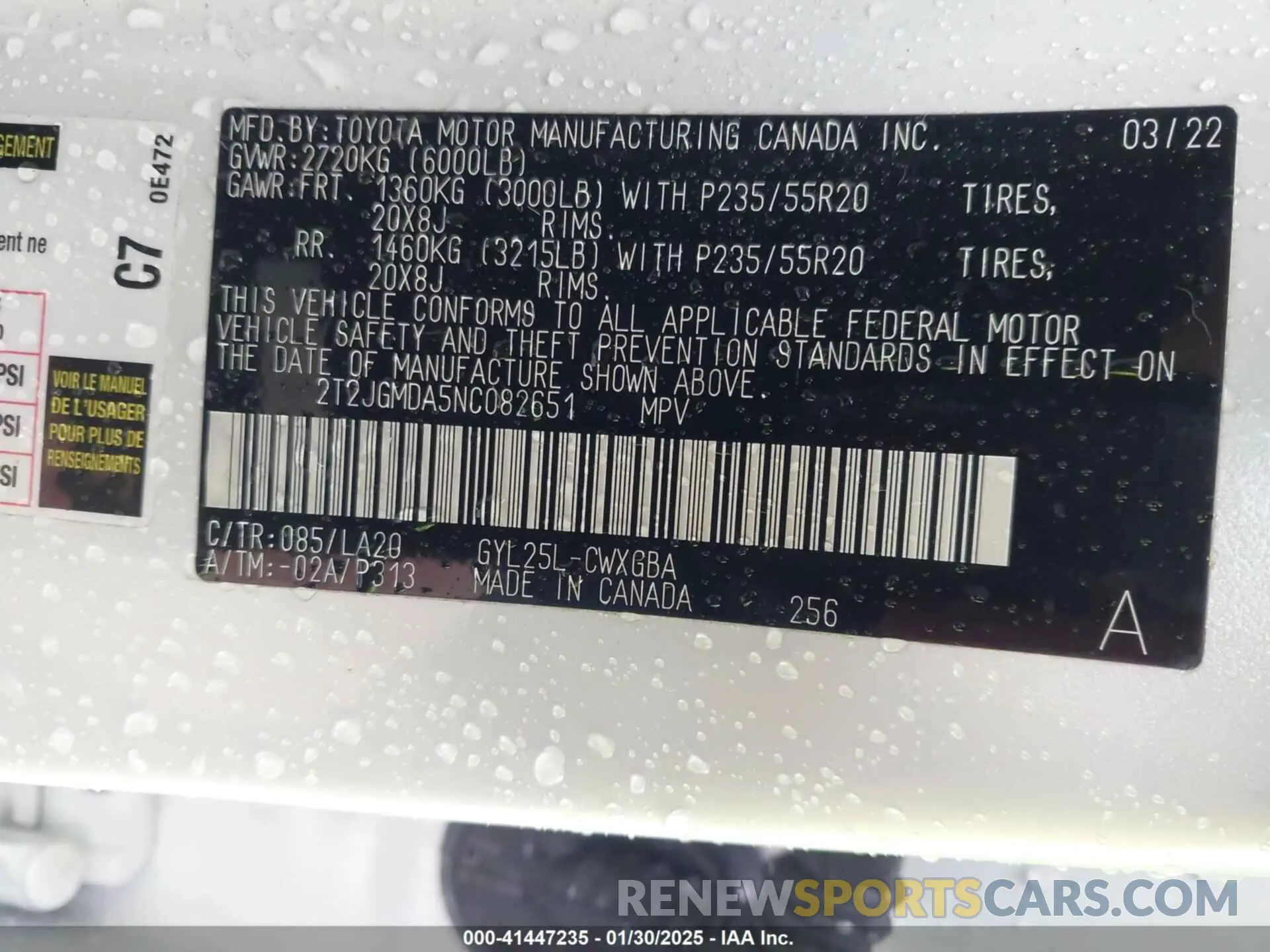 9 fotografías del automóvil dañado 2T2JGMDA5NC082651 LEXUS RX 450H 2022