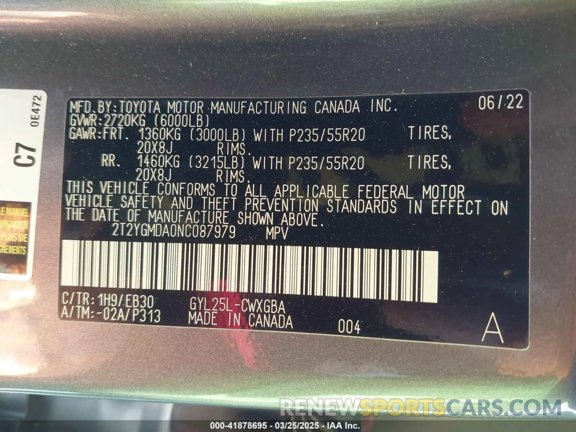 9 fotografías del automóvil dañado 2T2YGMDA0NC087979 LEXUS RX 450H 2022