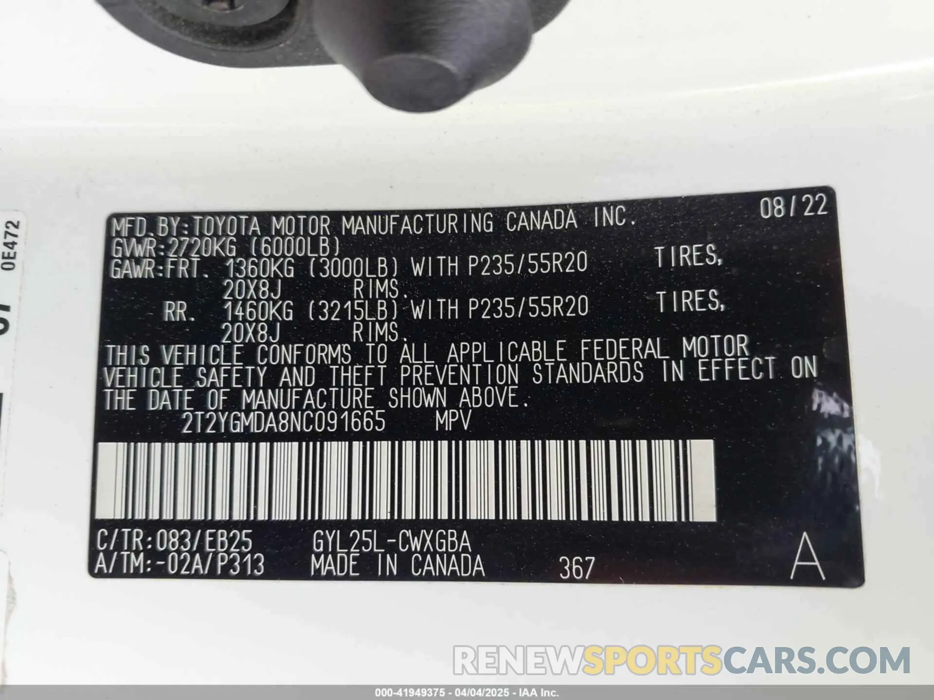 9 fotografías del automóvil dañado 2T2YGMDA8NC091665 LEXUS RX 450H 2022