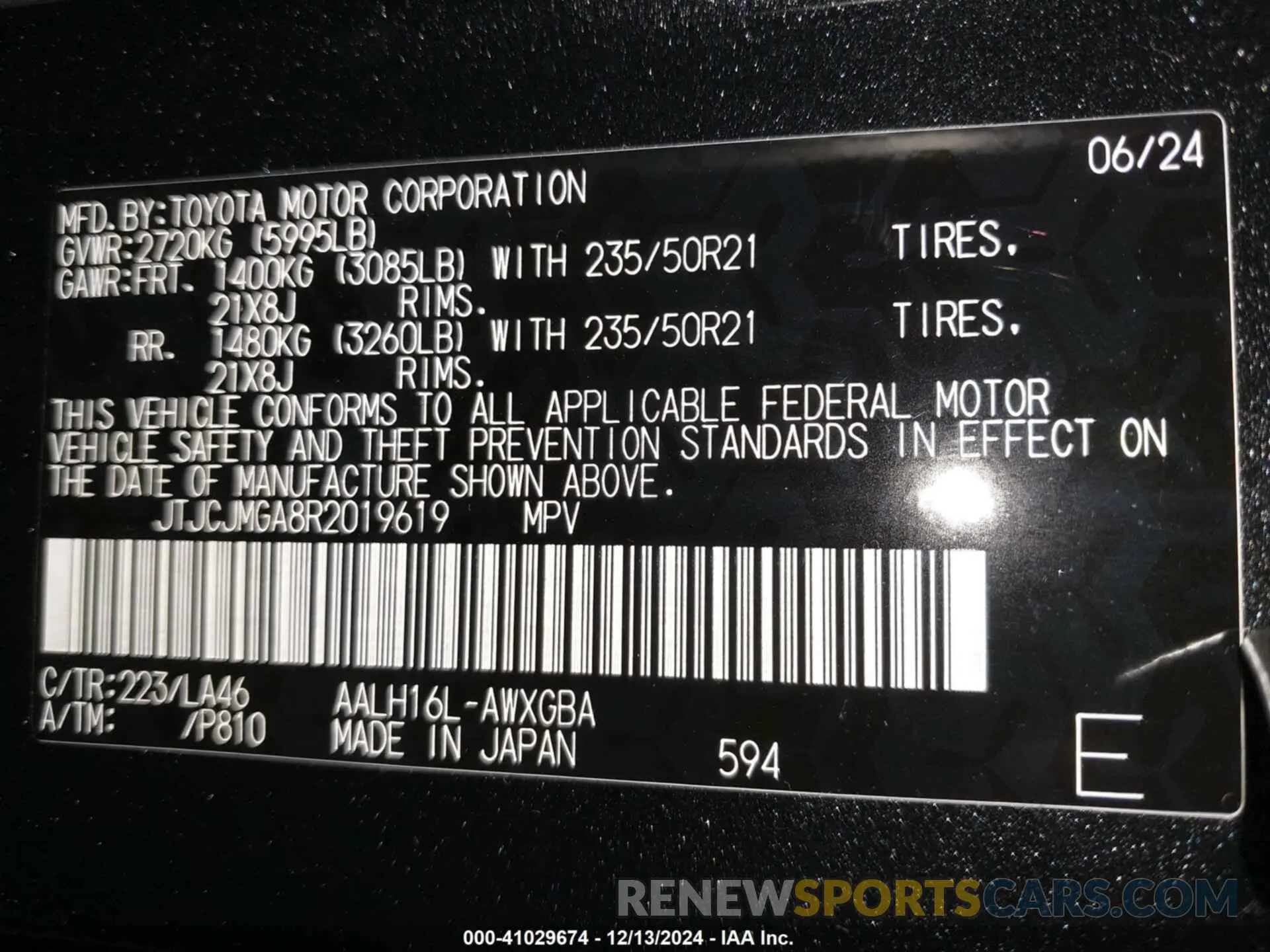 9 fotografías del automóvil dañado JTJCJMGA8R2019619 LEXUS RX 450H+ 2024