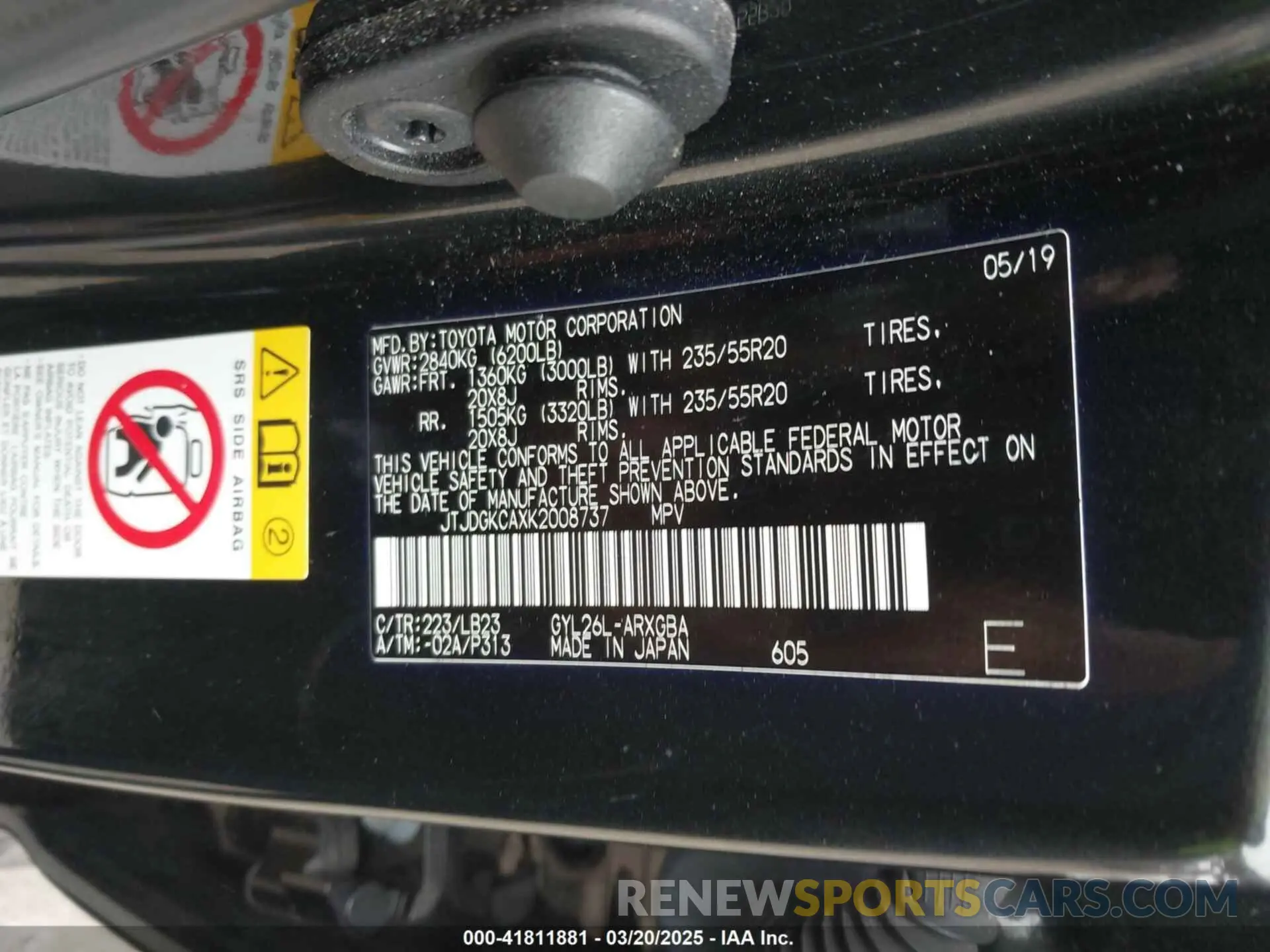 9 fotografías del automóvil dañado JTJDGKCAXK2008737 LEXUS RX 450HL 2019
