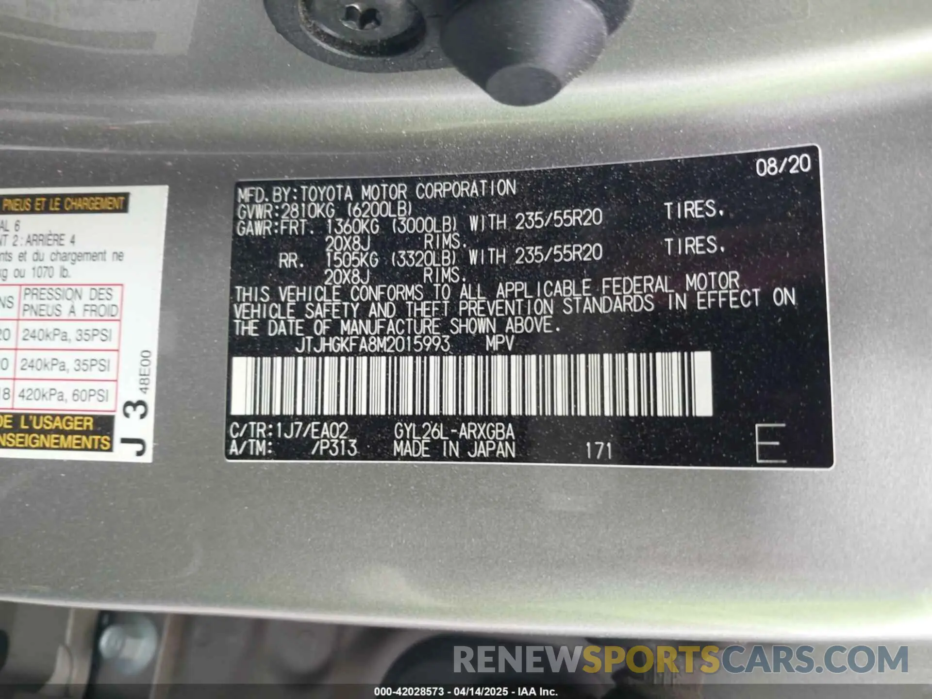 9 fotografías del automóvil dañado JTJHGKFA8M2015993 LEXUS RX 450HL 2021