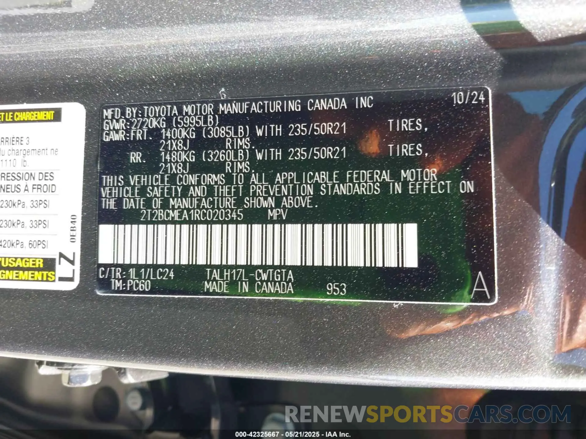 9 fotografías del automóvil dañado 2T2BCMEA1RC020345 LEXUS RX 500H 2024