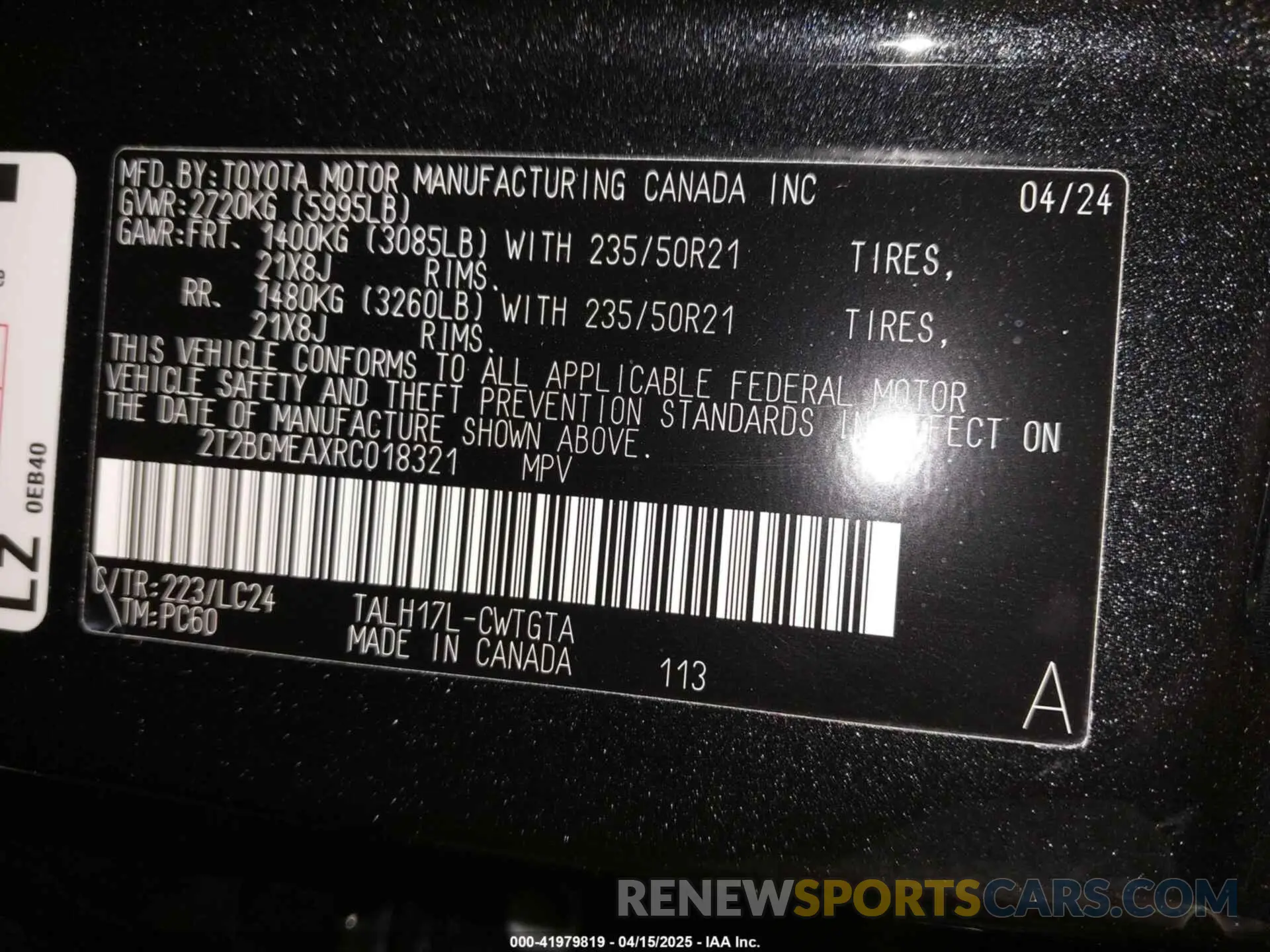 9 fotografías del automóvil dañado 2T2BCMEAXRC018321 LEXUS RX 500H 2024