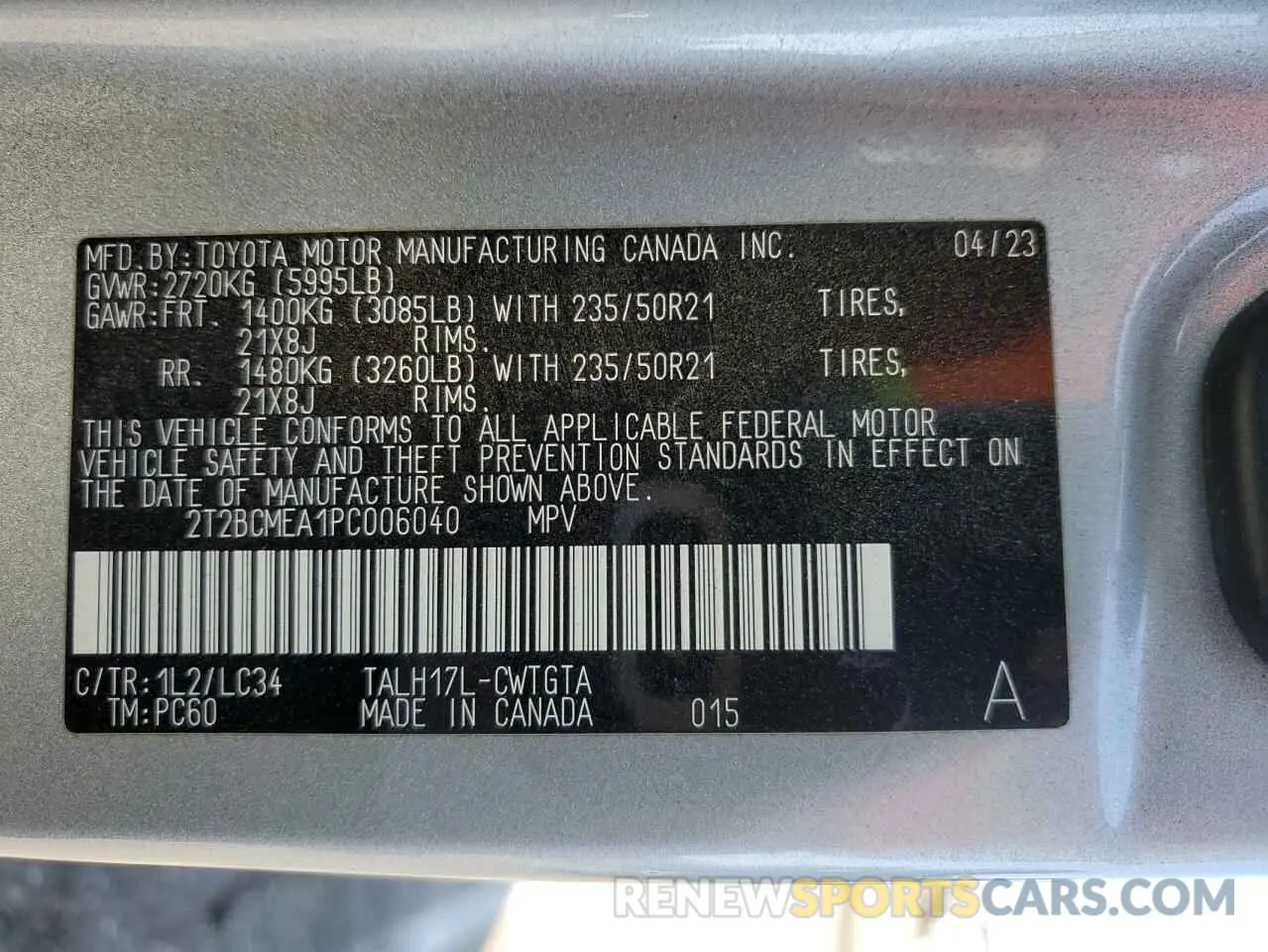13 fotografías del automóvil dañado 2T2BCMEA1PC006040 LEXUS RX 500H F 2023