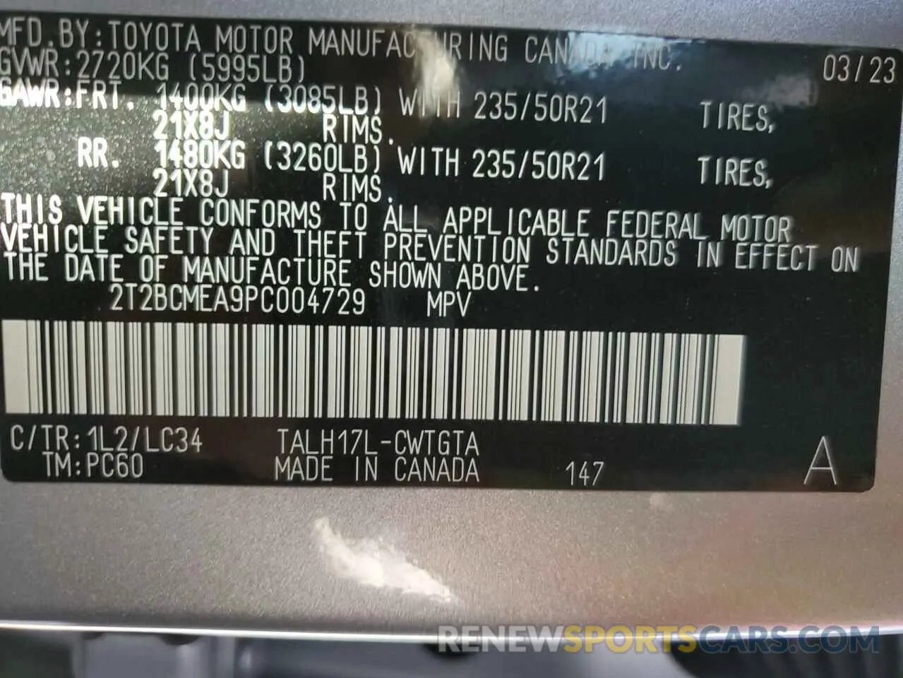 14 fotografías del automóvil dañado 2T2BCMEA9PC004729 LEXUS RX 500H F 2023