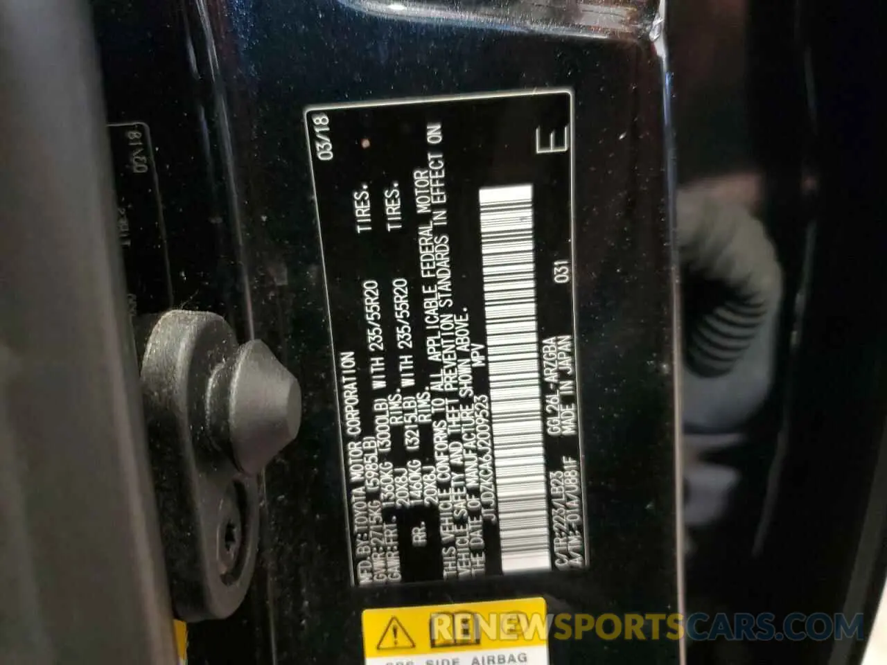 12 fotografías del automóvil dañado JTJDZKCA6J2009523 LEXUS RX350 2018