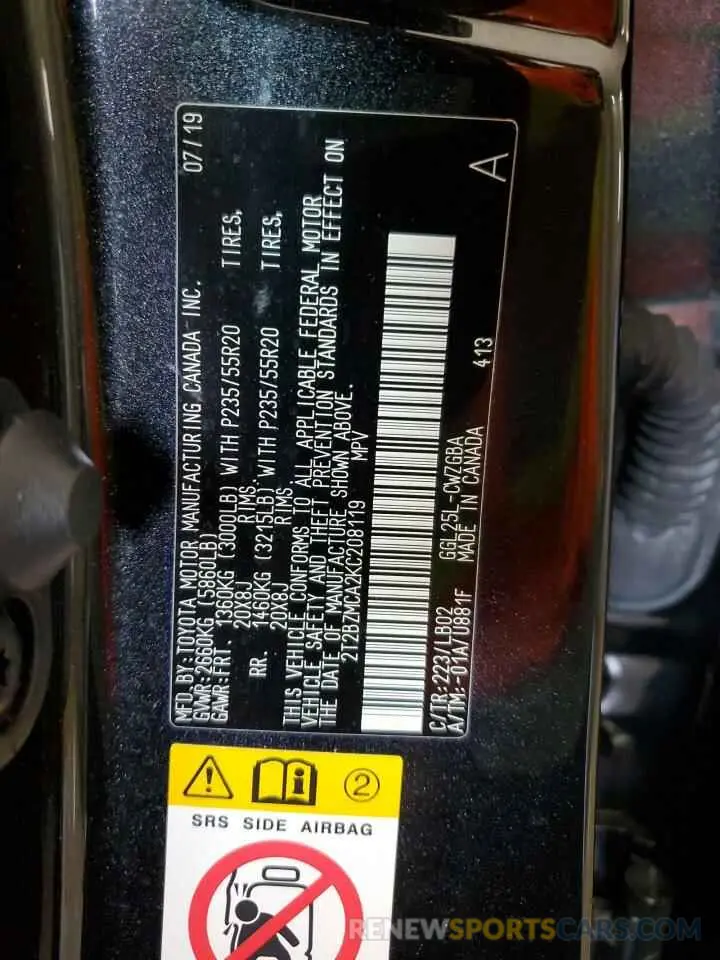 13 fotografías del automóvil dañado 2T2BZMCA2KC208119 LEXUS RX350 2019