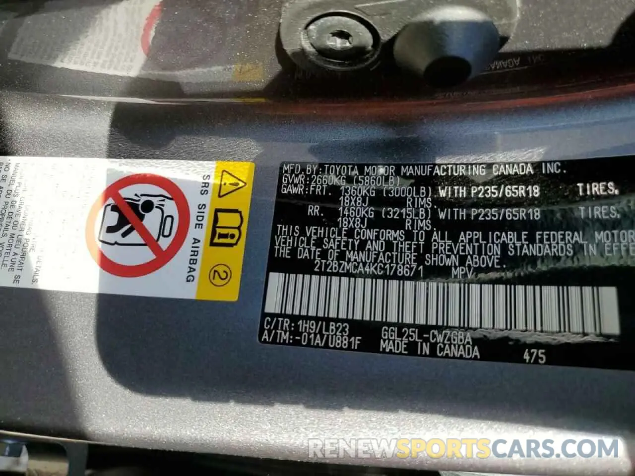 10 fotografías del automóvil dañado 2T2BZMCA4KC178671 LEXUS RX350 2019