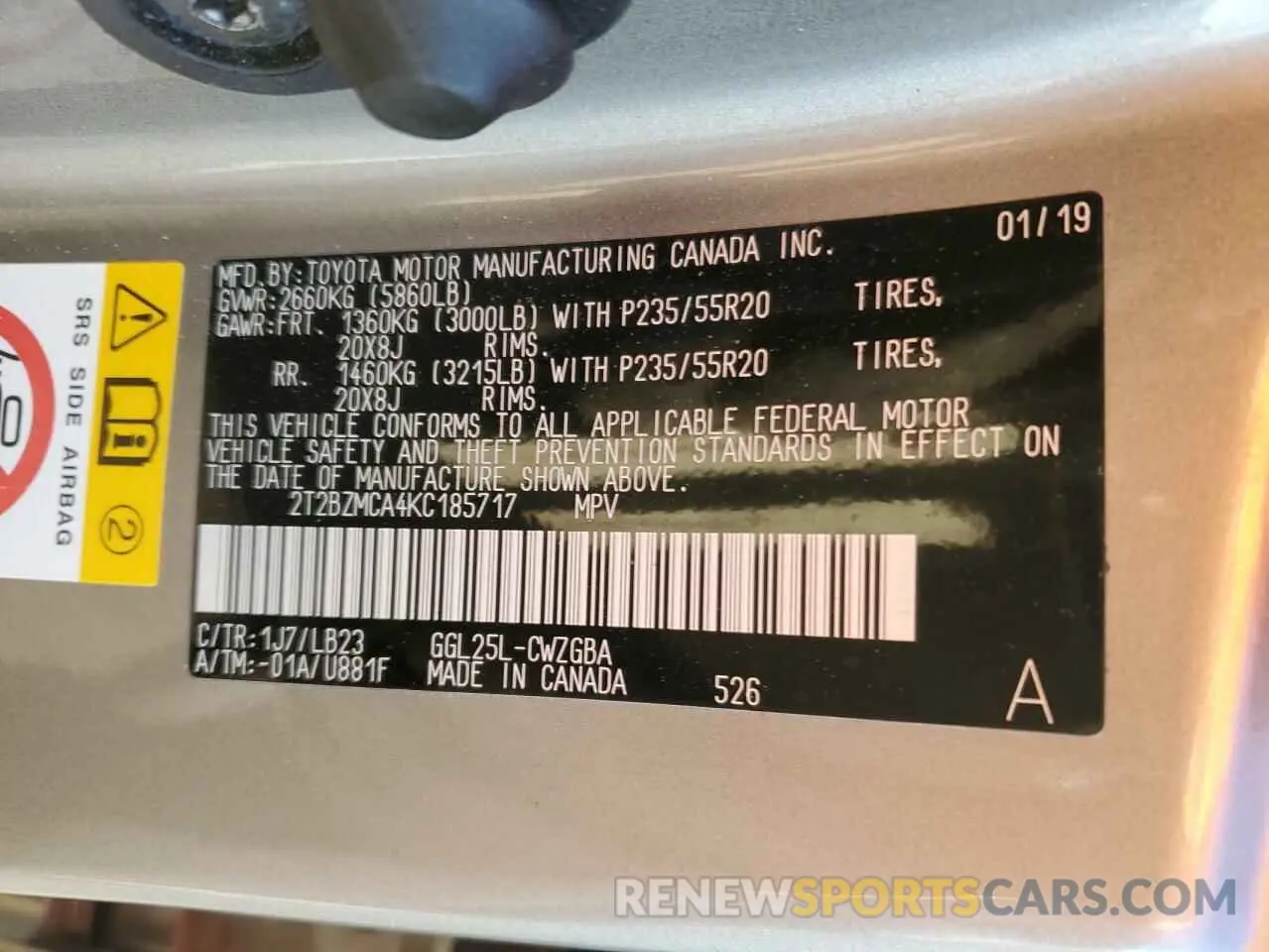 13 fotografías del automóvil dañado 2T2BZMCA4KC185717 LEXUS RX350 2019