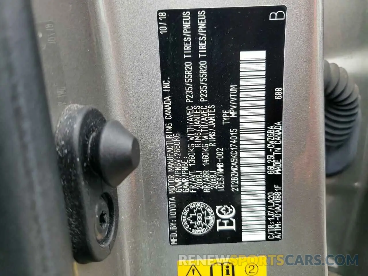 14 fotografías del automóvil dañado 2T2BZMCA5KC174015 LEXUS RX350 2019