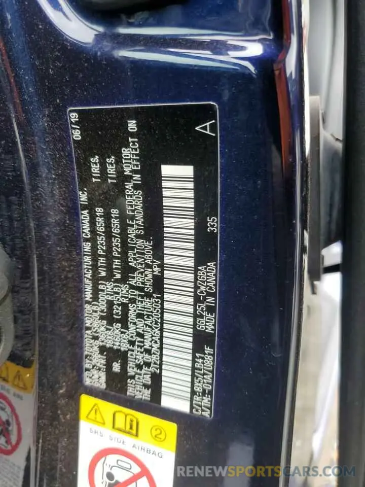 14 fotografías del automóvil dañado 2T2BZMCA6KC205031 LEXUS RX350 2019
