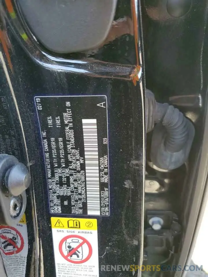 12 fotografías del automóvil dañado 2T2BZMCA7KC188529 LEXUS RX350 2019