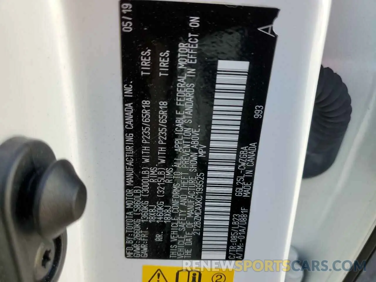 13 fotografías del automóvil dañado 2T2BZMCAXKC199525 LEXUS RX350 2019