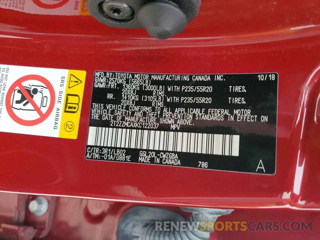 13 fotografías del automóvil dañado 2T2ZZMCAXKC122037 LEXUS RX350 2019