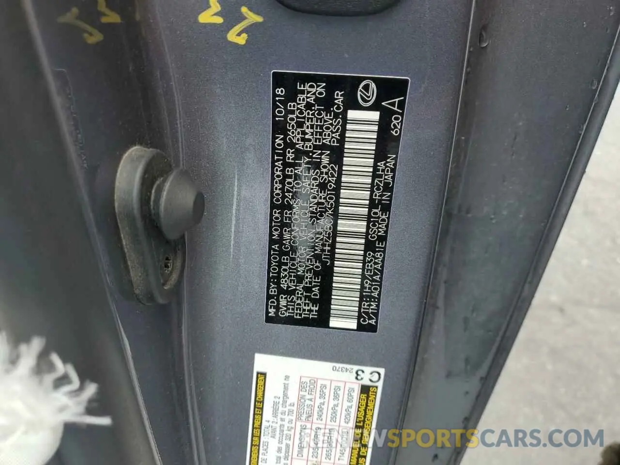 12 fotografías del automóvil dañado JTHHZ5BC7K5019422 LEXUS RX350 2019
