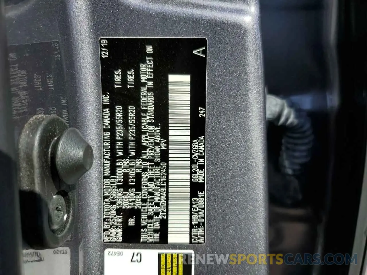10 fotografías del automóvil dañado 2T2HZMAA9LC162450 LEXUS RX350 2020