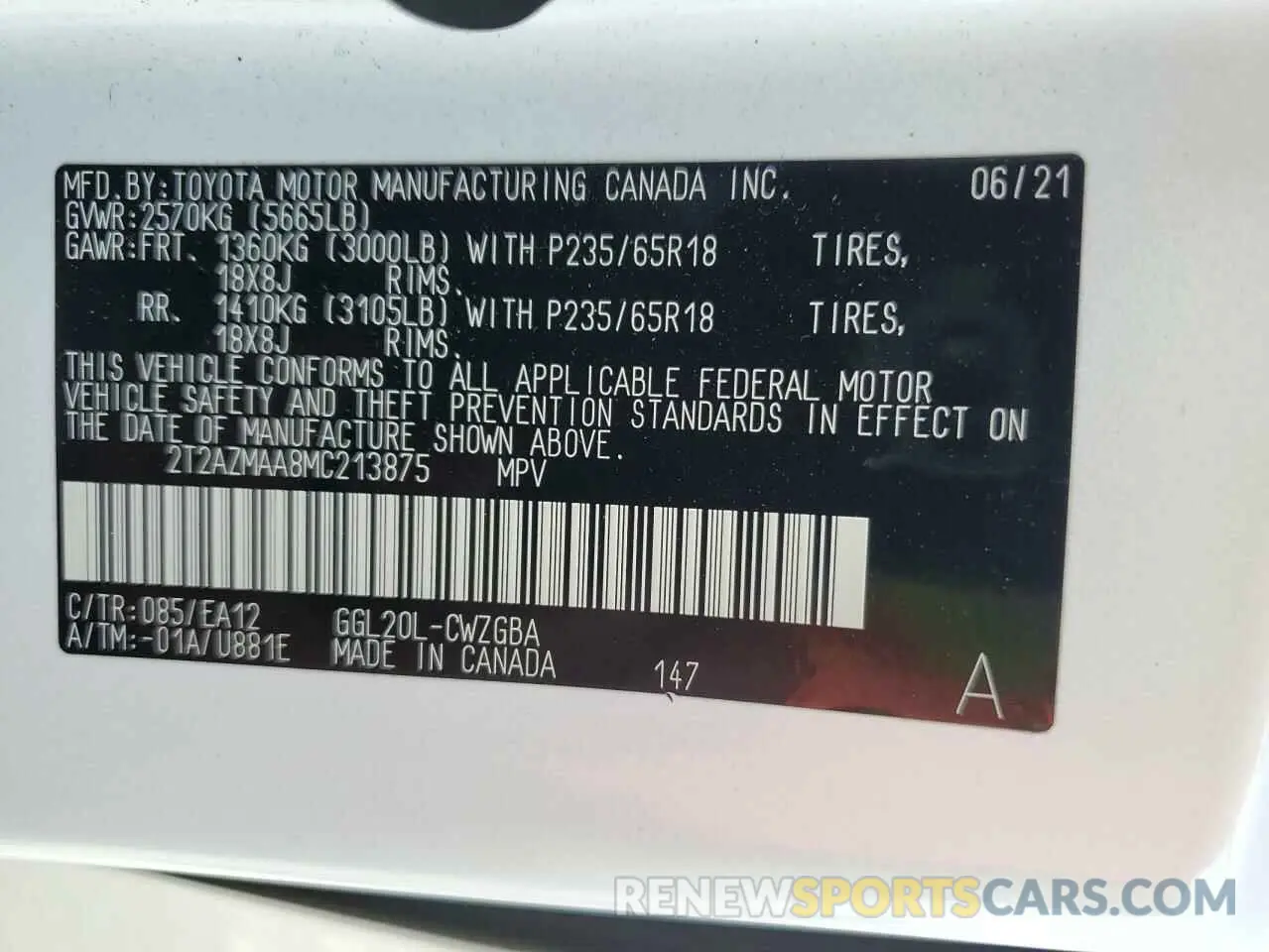 13 fotografías del automóvil dañado 2T2AZMAA8MC213875 LEXUS RX350 2021