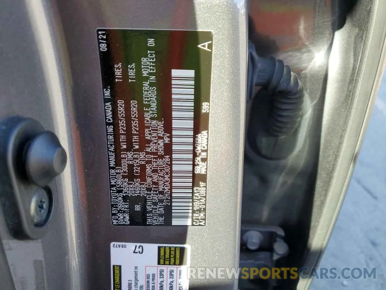 12 fotografías del automóvil dañado 2T2HZMDA3MC307284 LEXUS RX350 2021