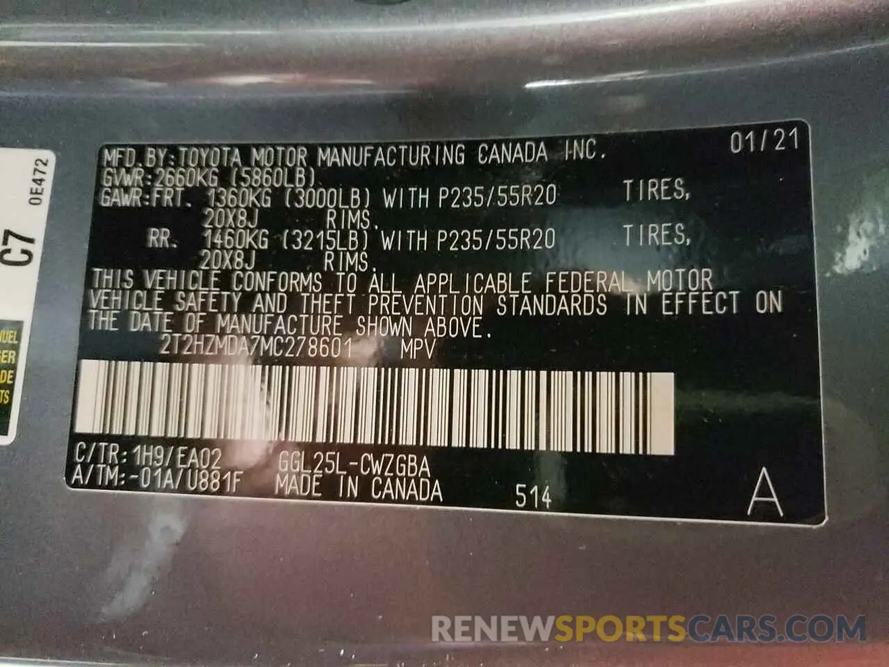 14 fotografías del automóvil dañado 2T2HZMDA7MC278601 LEXUS RX350 2021