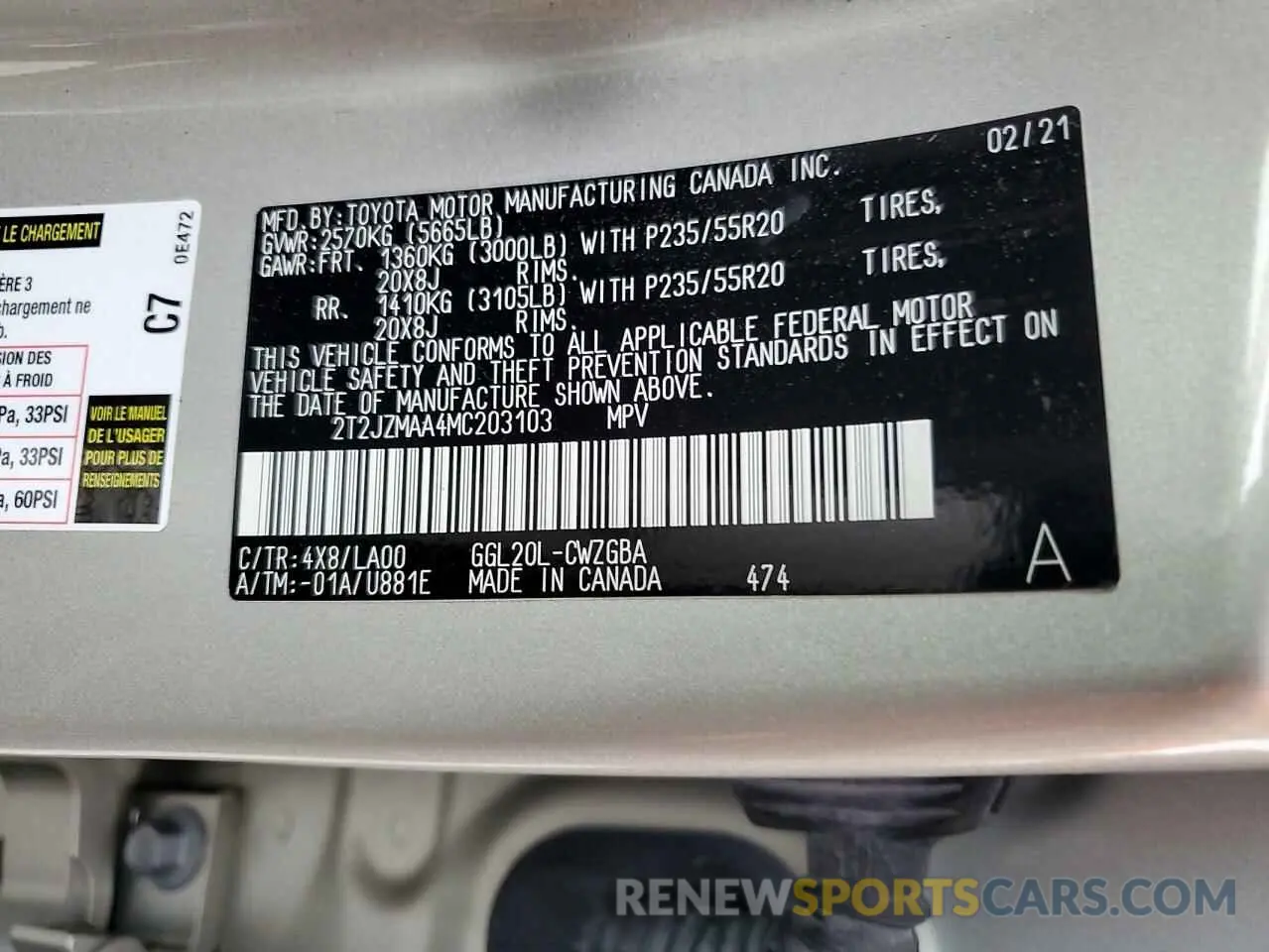 13 fotografías del automóvil dañado 2T2JZMAA4MC203103 LEXUS RX350 2021