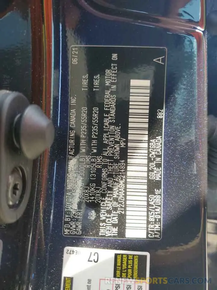 13 fotografías del automóvil dañado 2T2JZMAA6MC214894 LEXUS RX350 2021