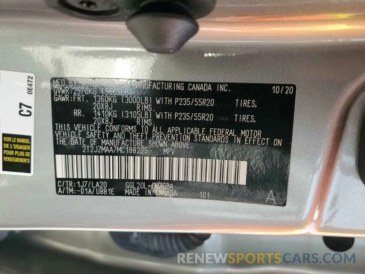 14 fotografías del automóvil dañado 2T2JZMAA7MC188225 LEXUS RX350 2021