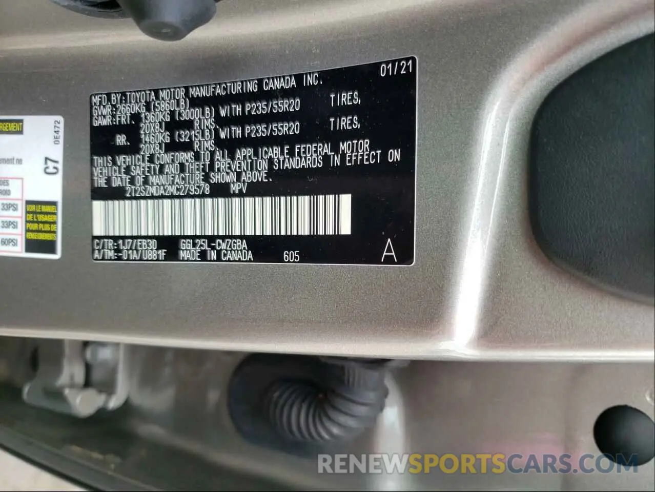 10 fotografías del automóvil dañado 2T2SZMDA2MC279578 LEXUS RX350 2021