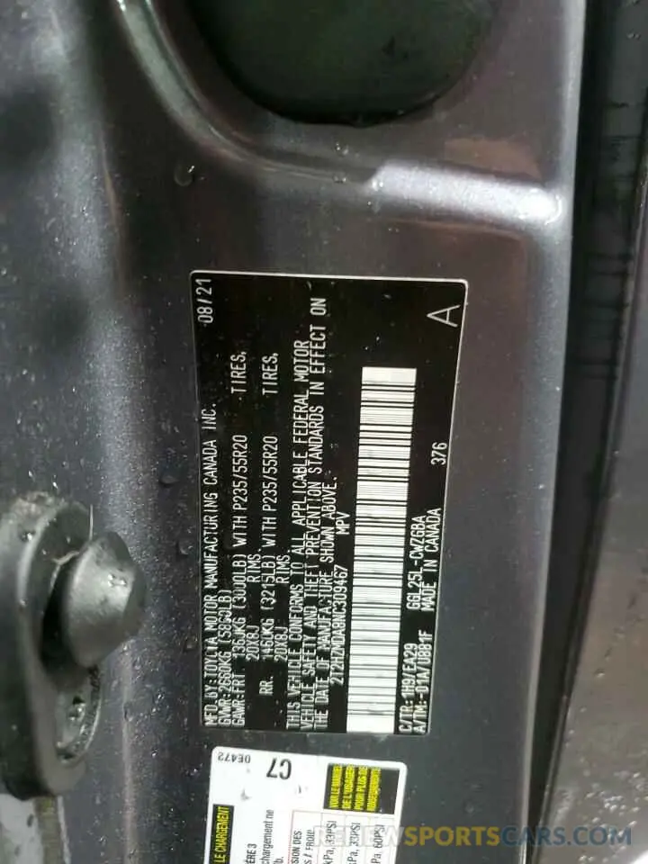 13 fotografías del automóvil dañado 2T2HZMDA8NC309467 LEXUS RX350 2022