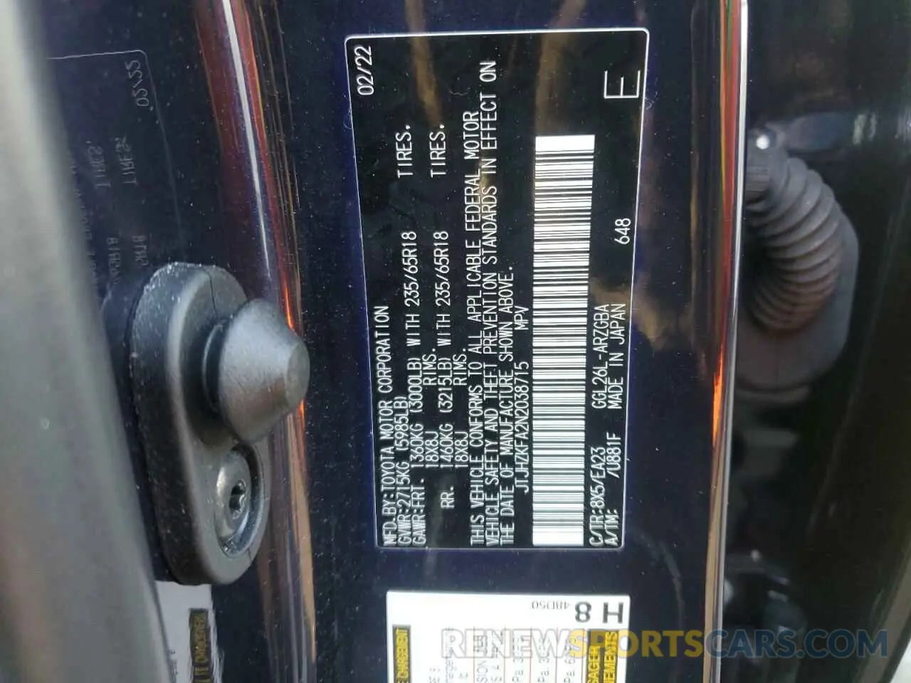 14 fotografías del automóvil dañado JTJHZKFA2N2038715 LEXUS RX350 2022