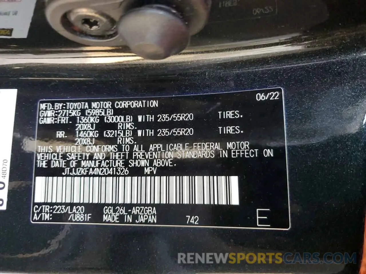 13 fotografías del automóvil dañado JTJJZKFA4N2041326 LEXUS RX350 2022