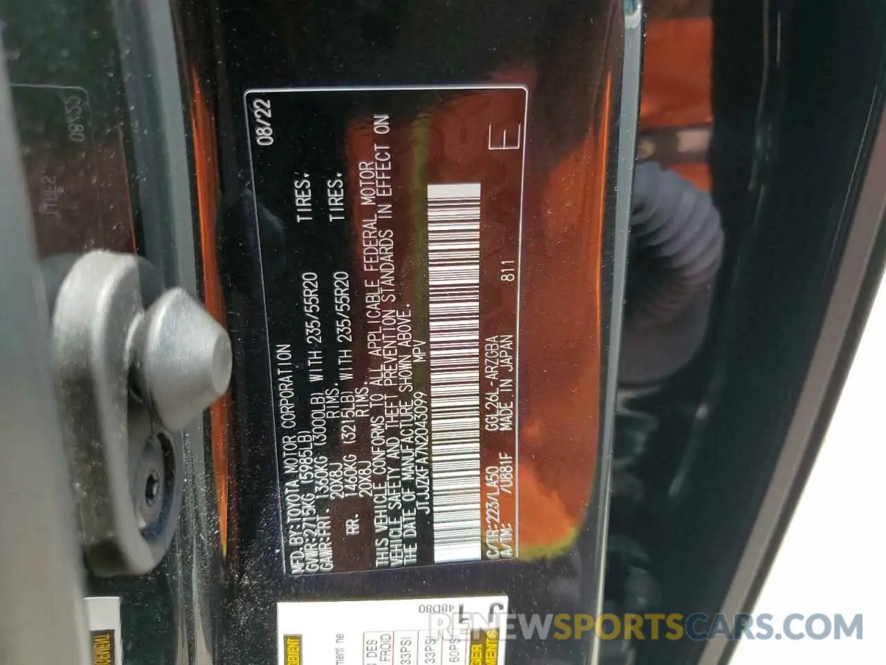 14 fotografías del automóvil dañado JTJJZKFA7N2043099 LEXUS RX350 2022