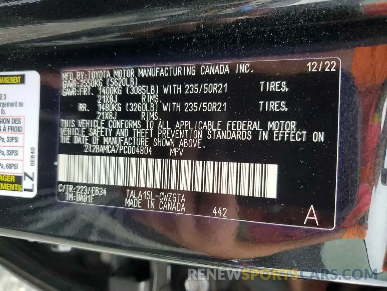 14 fotografías del automóvil dañado 2T2BAMCA7PC004804 LEXUS RX350 2023