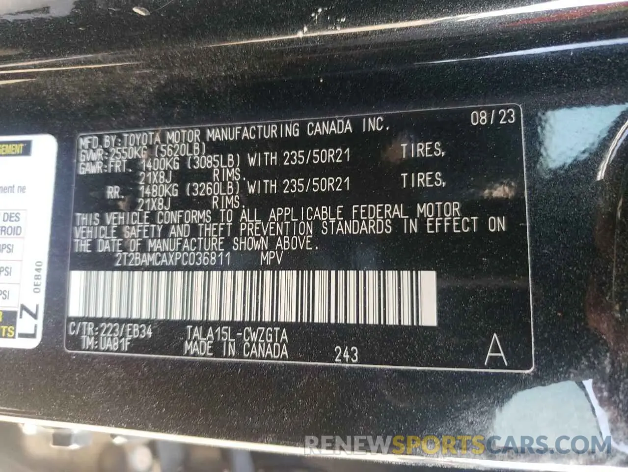 13 fotografías del automóvil dañado 2T2BAMCAXPC036811 LEXUS RX350 2023