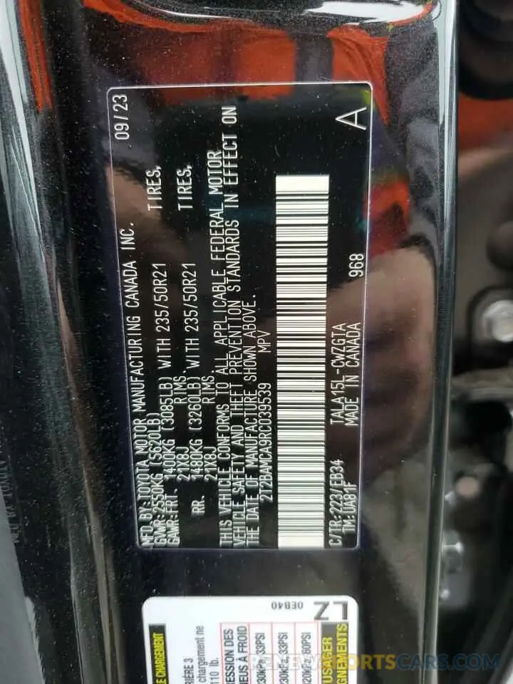 14 fotografías del automóvil dañado 2T2BAMCA9RC039539 LEXUS RX350 2024