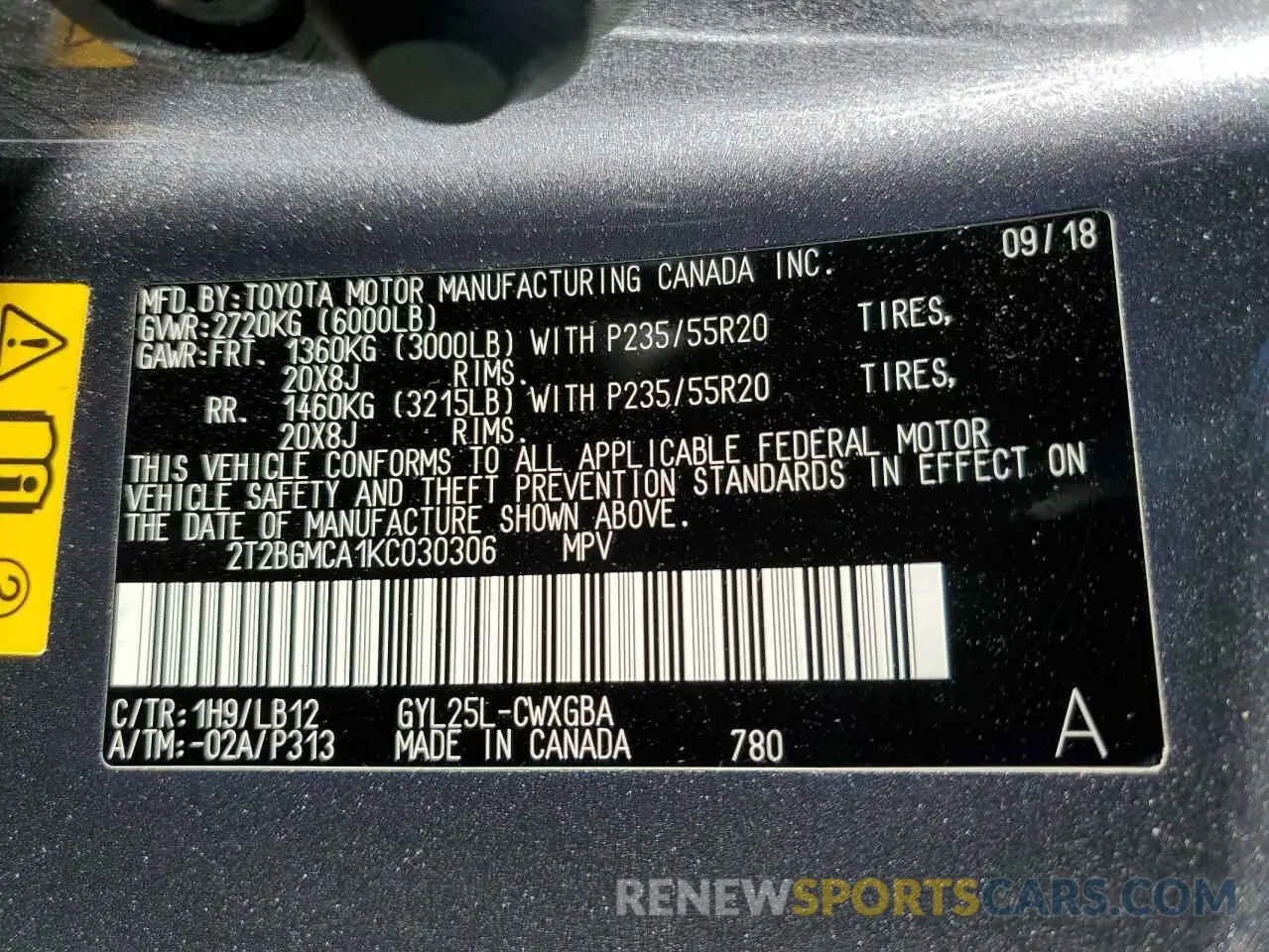 13 fotografías del automóvil dañado 2T2BGMCA1KC030306 LEXUS RX450 2019