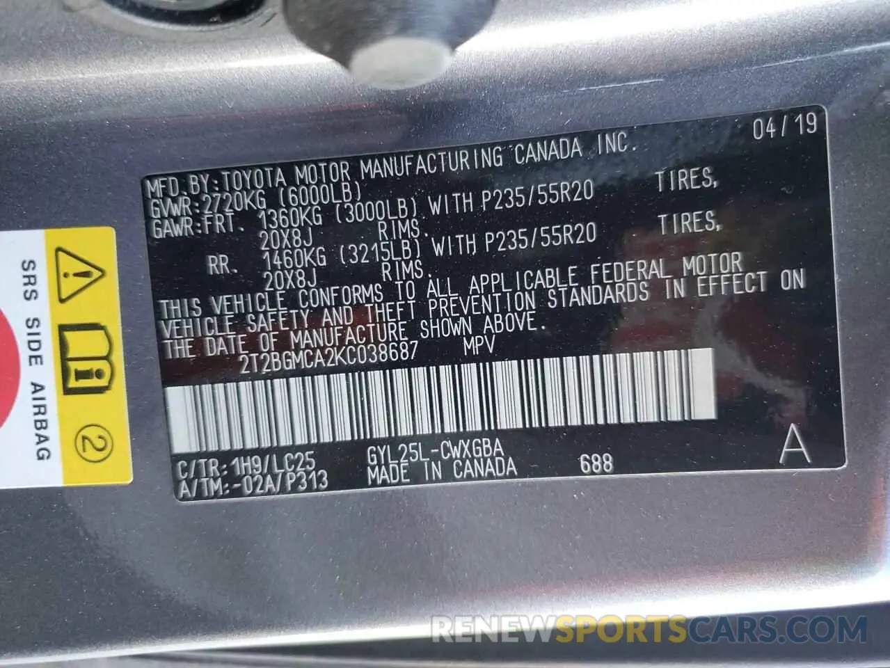 16 fotografías del automóvil dañado 2T2BGMCA2KC038687 LEXUS RX450 2019