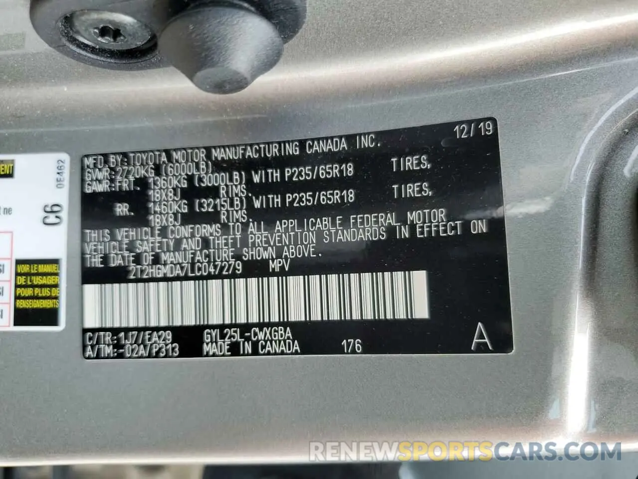 13 fotografías del automóvil dañado 2T2HGMDA7LC047279 LEXUS RX450 2020
