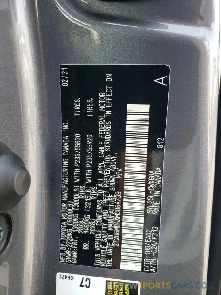 13 fotografías del automóvil dañado 2T2HGMDAXMC064739 LEXUS RX450 2021