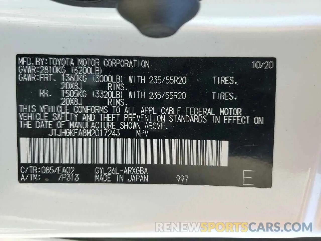 13 fotografías del automóvil dañado JTJHGKFA8M2017243 LEXUS RX450 2021